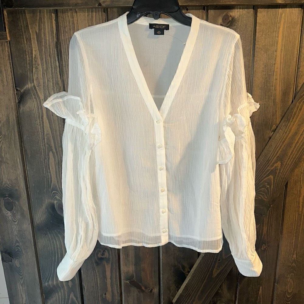 NWOT AS By DF Balloon Sleeve Cotton/Silk Blouse - Picture 4 of 7